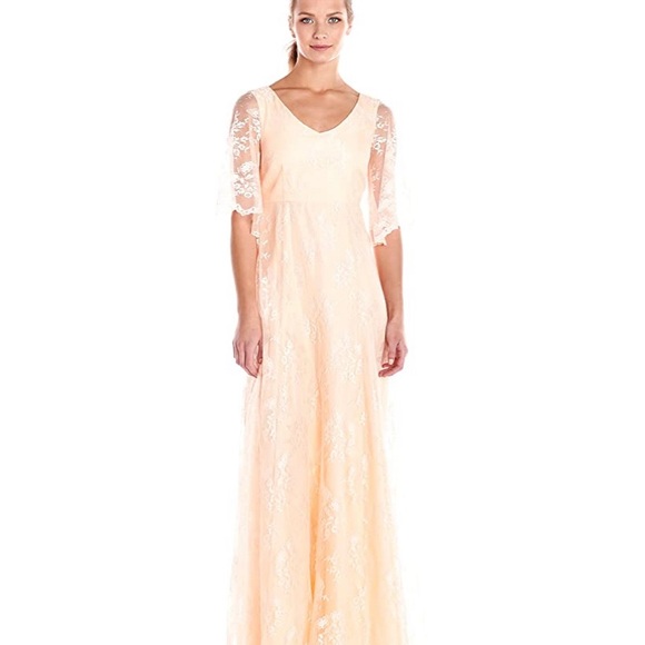 SOLD Donna Morgan Apricot Lace Maxi Gown Sz 2 NWT - Picture 6 of 15